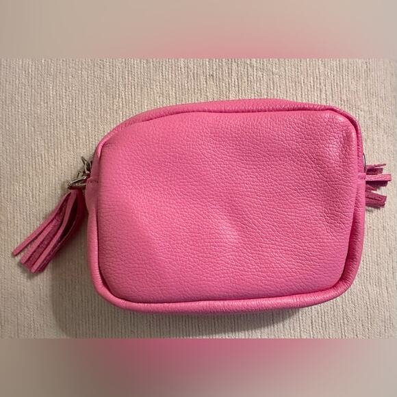 Alexandra De Curtis Genuine Italian Leather Pink Crossbody with Tassels. NEW - Picture 7 of 7